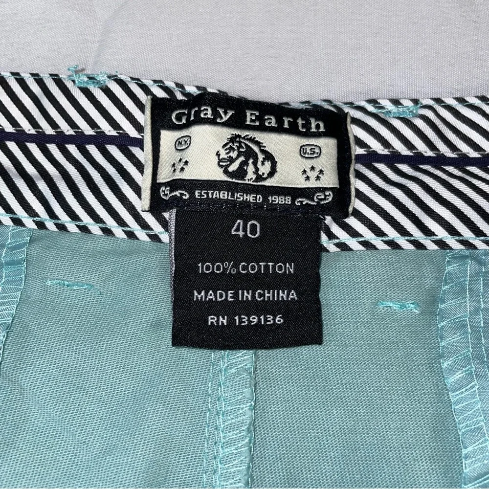 Gray Earth Mens Chino Shorts Size 40 Mint‎ Green Cotton Flat Front Casual RP1118